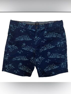 J.Crew Men's Shorts Sz 35-Navy Sailboat Palm Print Stretch ChinoShorts NWOT